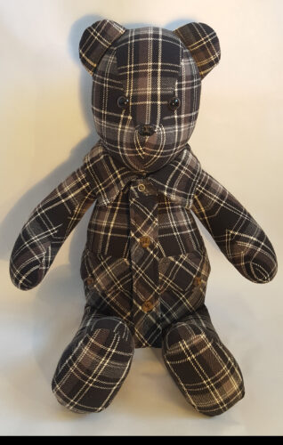 07 - BearyHuggables_Brown flannel pattern memory bear